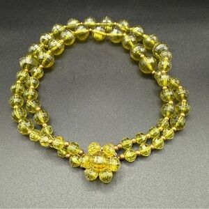 Vintage 1960s Green Peridot Lime Acrylic Beaded Collar Necklace